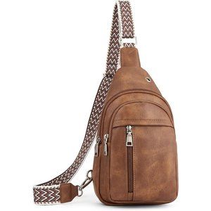 Women Crossbody Purse Small Leather Crossbody Bags Fanny Pack for Travel-Brown